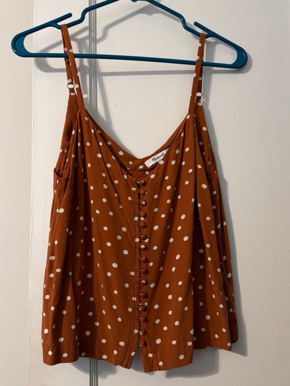 Madewell Rust Polka Dot Button-Front Cami